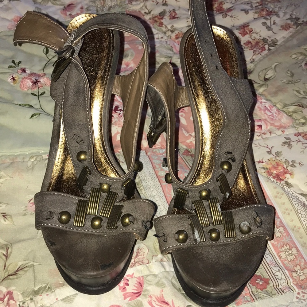 Tan platform sandals